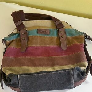 Kaukko Multicolor Striped Canvas Handbag *missing crossbody strap*